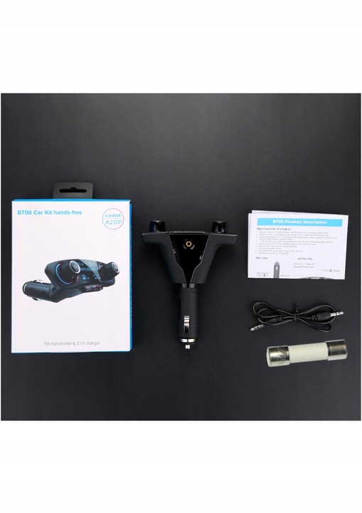 TRANSMITER FM BLUETOOTH 5.0 SD ŁADOWARKA USB LCD