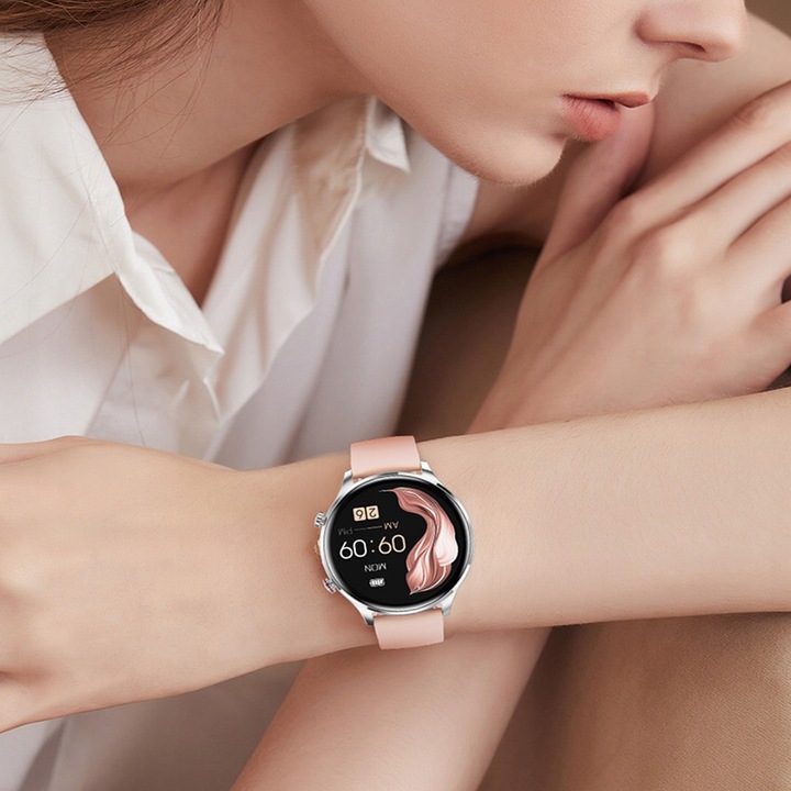 SMARTWATCH DAMSKI Zegarek ROZMOWY CIŚNIENIE POLSKIE MENU 2 paski +SŁUCHAWKI
