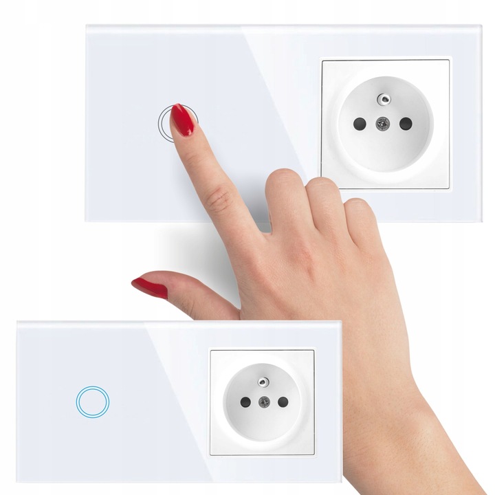 GNIAZDO GNIAZDKO SZKLANE Z BOLCEM Z WŁĄCZNIKIEM POJEDYNCZYM BIAŁE PANEL