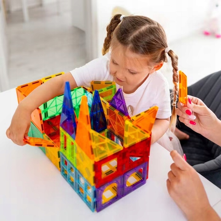 Klocki Magnetyczne 3D Konstrukcyjne Zestaw 100 elementów 3+ Edukacyjne DUŻE