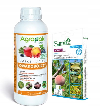 Treol 770EC 1L+Syllit 65WP 10g owady choroby kędzierzawość drzew owocowych