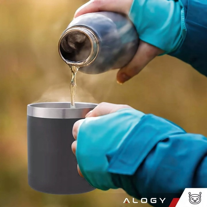 KUBEK TERMICZNY TERMOS GORĄCE NAPOJE DO KAWA HERBATA SZCZELNY ALOGY 420ml