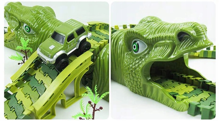 Tor Wyścigowy Park Dinozaurów Segmentowa Budowa XL 140 el. Akcesoria 210cm