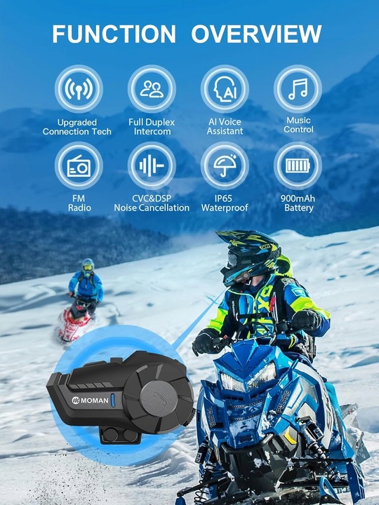 MOMAN Motocyklowy zestaw słuchawkowy Intercom H2 PRO