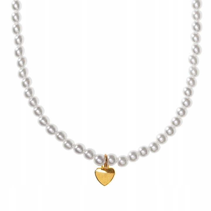 NASZYJNIK z PEREŁEK PEREŁ z ZAWIESZKĄ SERCA SERCE SERUSZKO DAMSKI ELEGENCKI