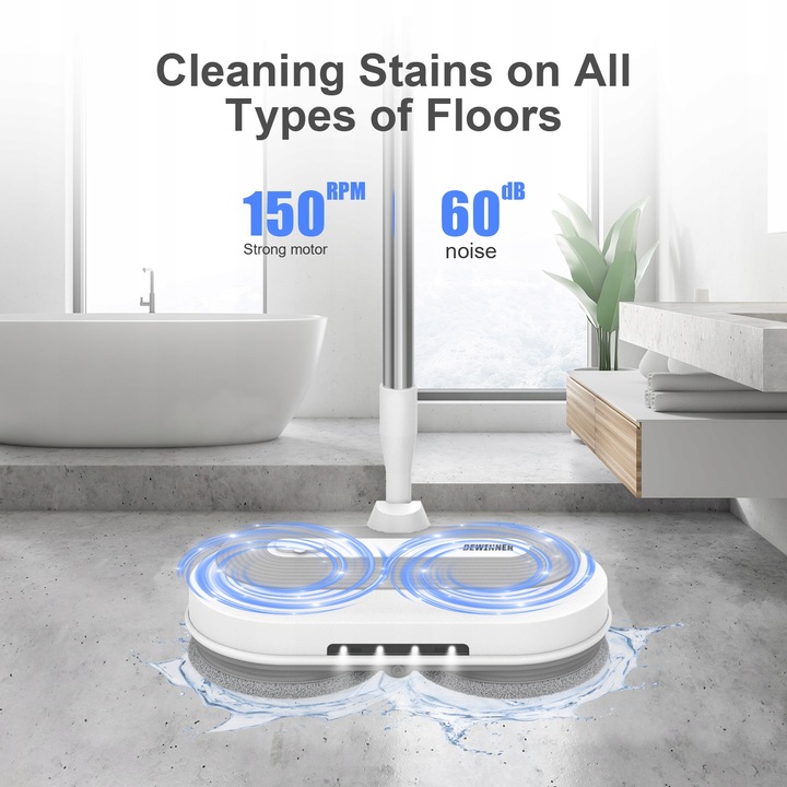 Akumulatorowy mop elektryczny 450ml Zestaw mopów obrotowych Myjka do okien