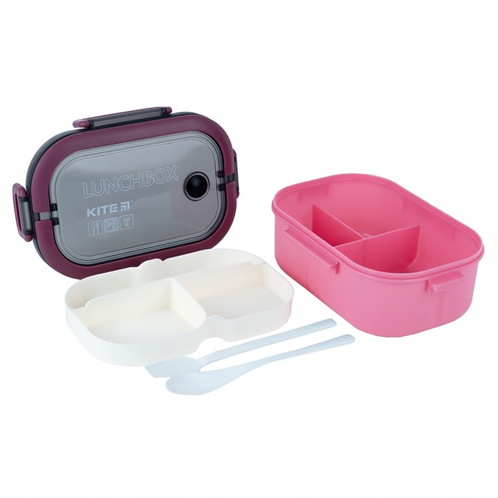 Lunchbox z przegrodkami sniadaniowka ze sztuccami uchwyt 1200ml KITE