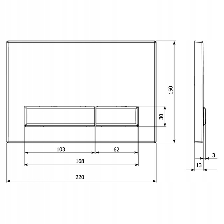 PRZYCISK SPŁUKUJĄCY WC Kk-Pol CERSANIT LINK AQUA M08 CZARNY MATOWY