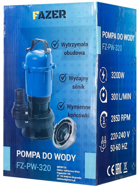 POMPA DO WODY CZYSTEJ BRUDNEJ SZAMBA SZLAMOWA ROZDRABNIACZ 3200W + WĄŻ 30M