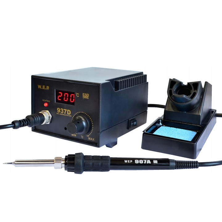 Stacja lutownicza grotowa kolbowa WEP 937D 60W chwytak smd od HOTAIR