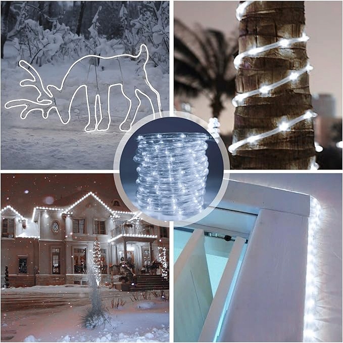 WĄŻ Świetlny 50m LED LAMPKI CHOINKOWE BIAŁY ZIMNY