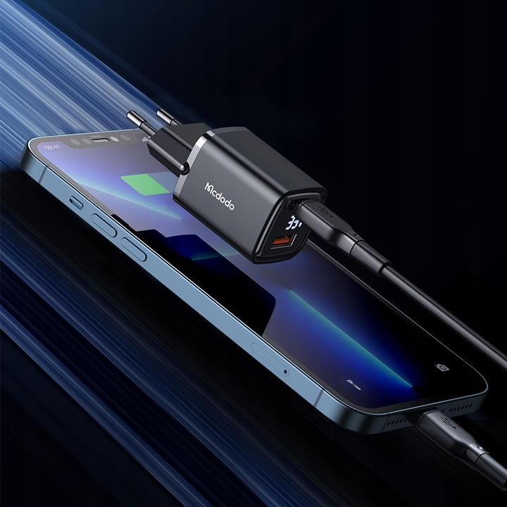 MCDODO NANO GaN ŁADOWARKA USB/USB-C PD 33W MIERNIK
