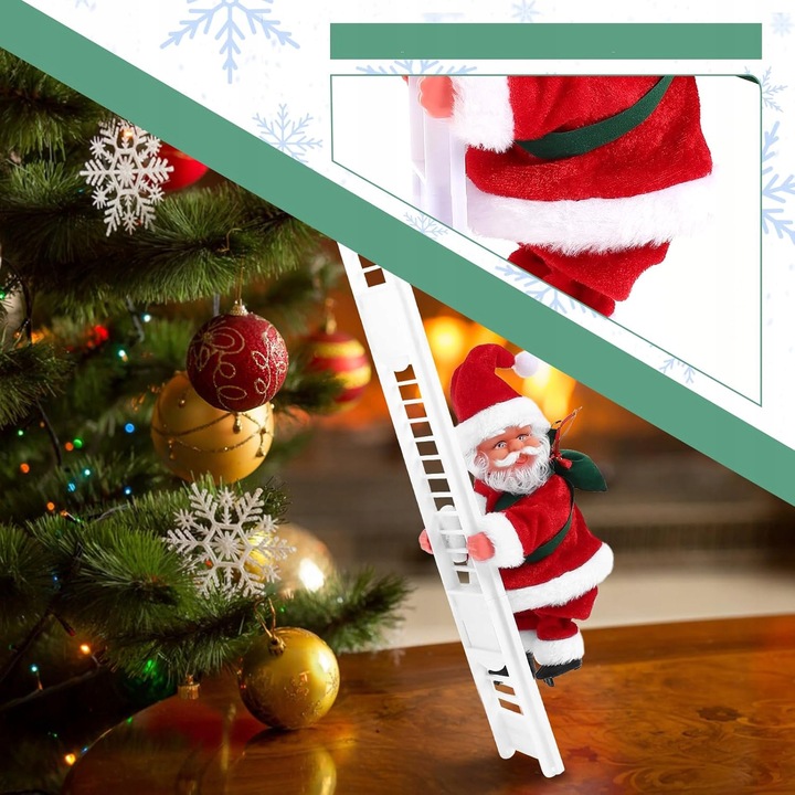 Elektryczna Drabina Wspinaczkowa Święty Mikołaj Świąteczna Figurka Muzyczna