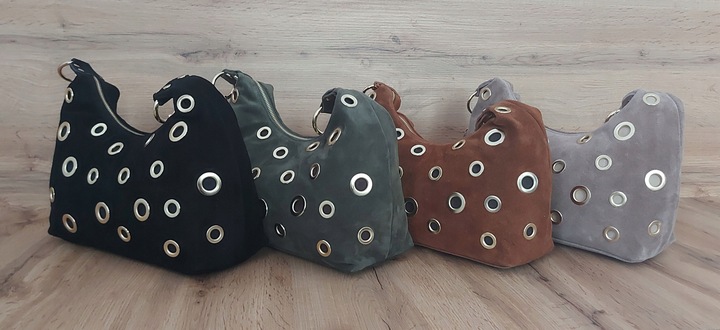 Włoska skórzana listonoszka Vera Pelle zamsz A5 Camel