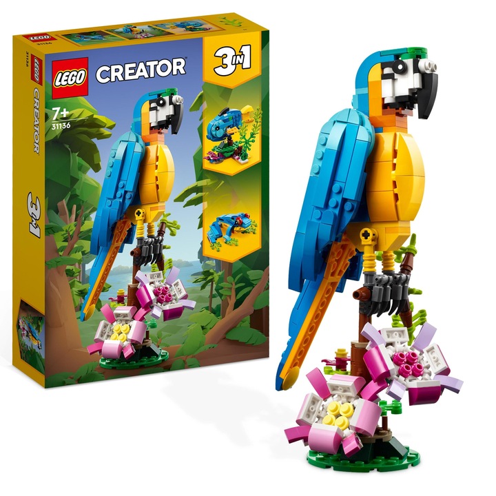 LEGO Creator 3 w 1 31136 Egzotyczna papuga 3w1 Żaba Ryba