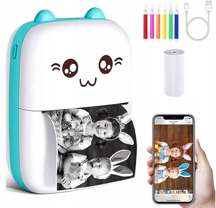 Smart band 6 Smartwatch Niebieski + Drukarka Termiczna Drukuś