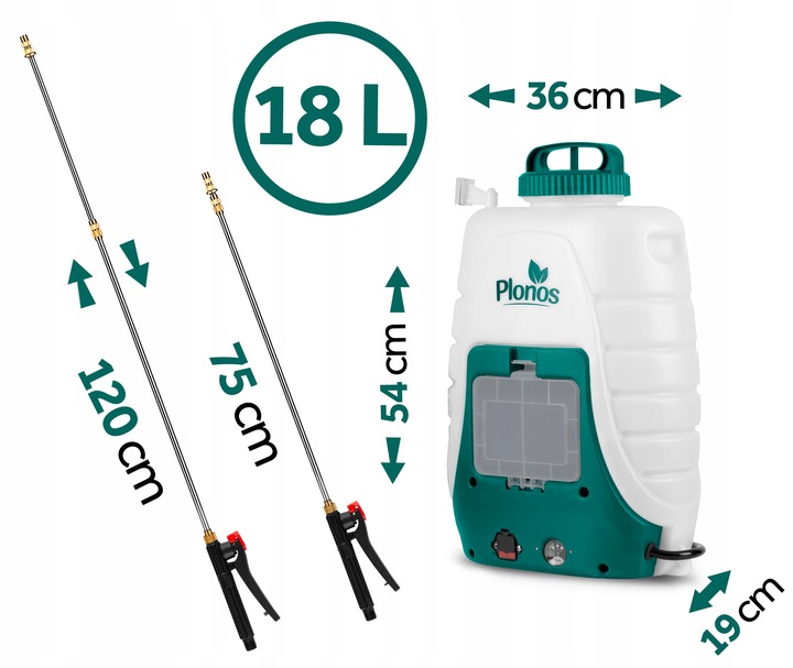 Opryskiwacz akumulatorowy ciśnieniowy plecakowy elektryczny 18l LANCA 100cm