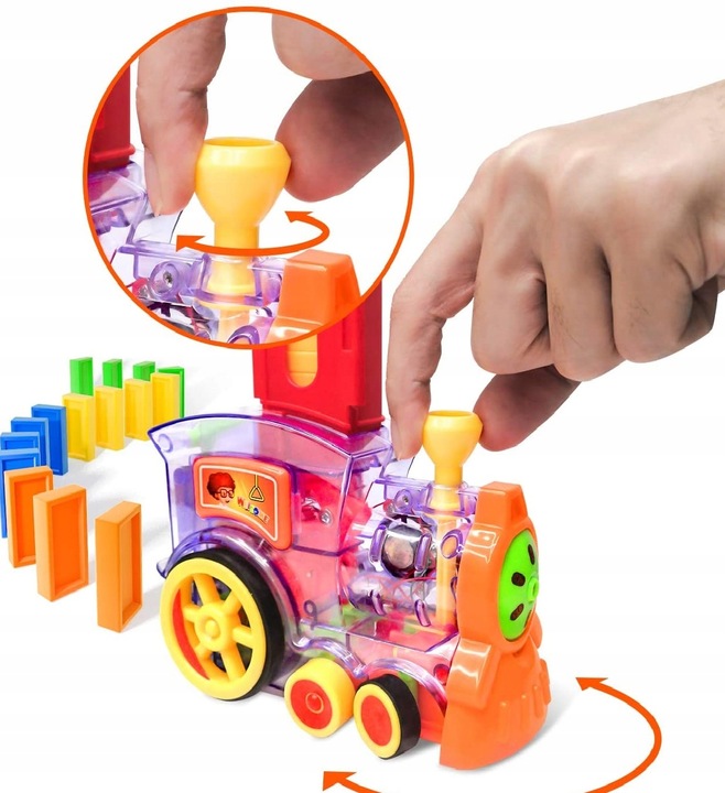 Lokomotywa pociąg domino układanka z ciuchcią automat do układania klocków