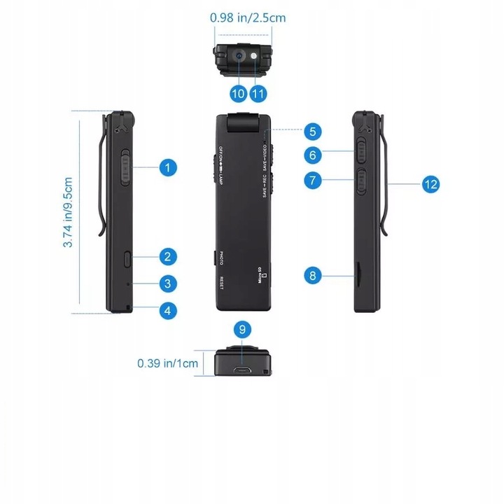 MINI KAMERA SZPIEGOWSKA FULL HD LATARKA DYKTAFON