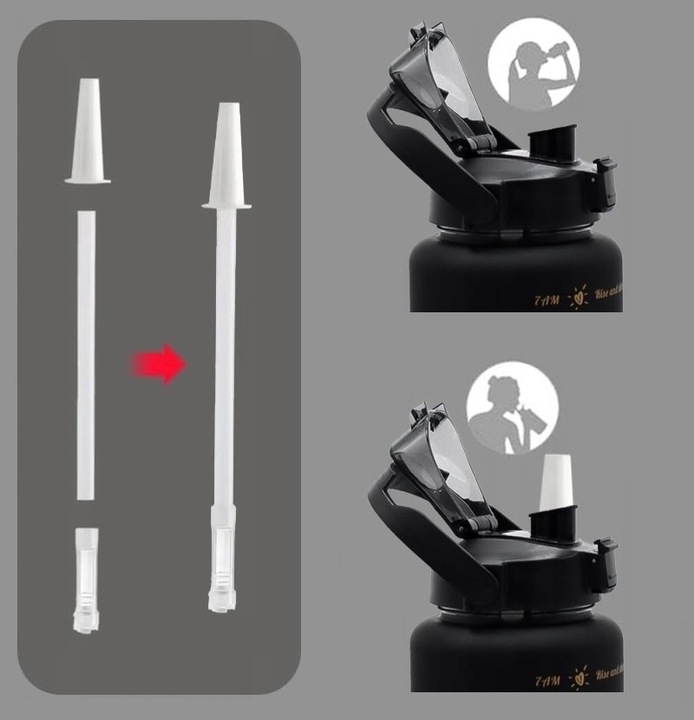 ZESTAW 3 BIDONÓW BUTELKA MOTYWACYJNA Z MIARKĄ DO WODY 2000ML 900ML 300ML