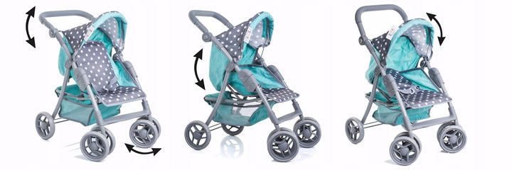 WÓZEK DLA LALEK spacerowy duża spacerówka TORBA PRZEWIJAK regulowana rączka