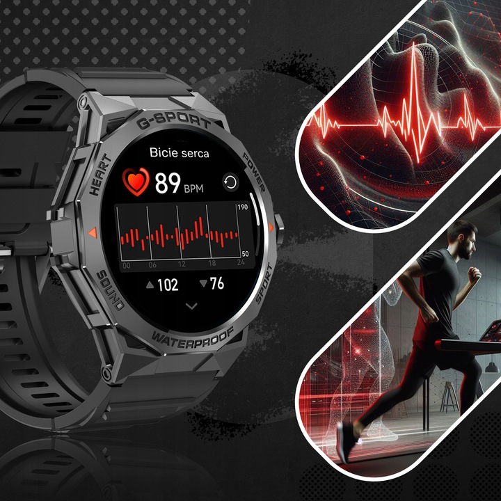 SMARTWATCH ZEGAREK MĘSKI MENU POLSKIE SPORT PULS ROZMOWY SMART WATCH AMOLED