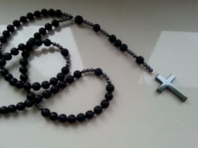 MĘSKI NASZYJNIK RÓŻANIEC ONYKS HEMATYT HIT Nowość