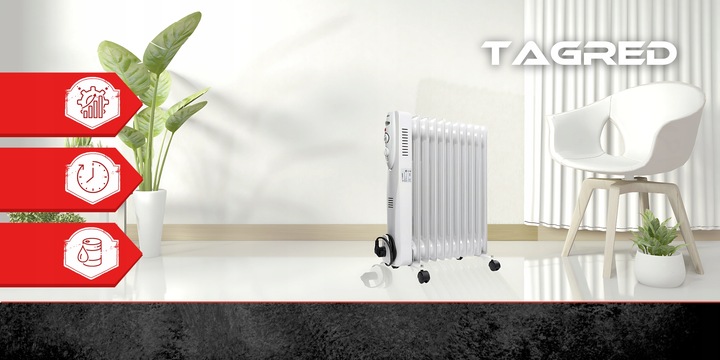 Grzejnik Elektryczny Olejowy Szybko Grzeje 2500W Energooszczędny MOCNY