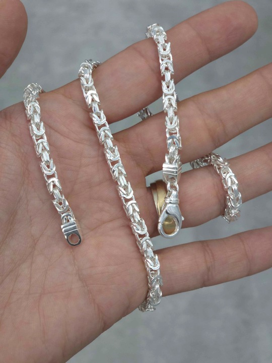 SREBRNY ŁAŃCUCH MĘSKI SPLOT KRÓLEWSKI 50 cm 4,5 mm SREBRO 925 GRAWER