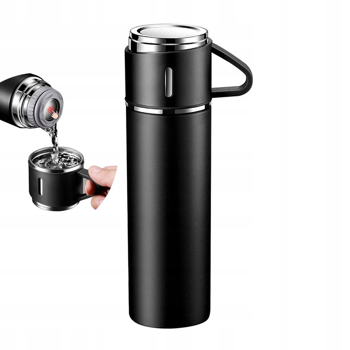 Termos Kubek DO KAWY HERBATY z dzióbkiem VACUUM LOCK STALOWY CZARNY