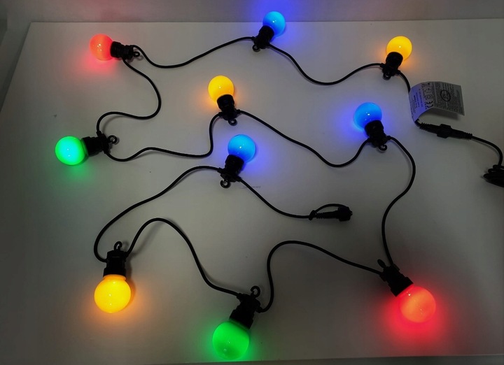 LAMPKI CHOINKOWE KULE DUŻE 10 led lampiony bombki z łączeniem kolorowe 5 cm