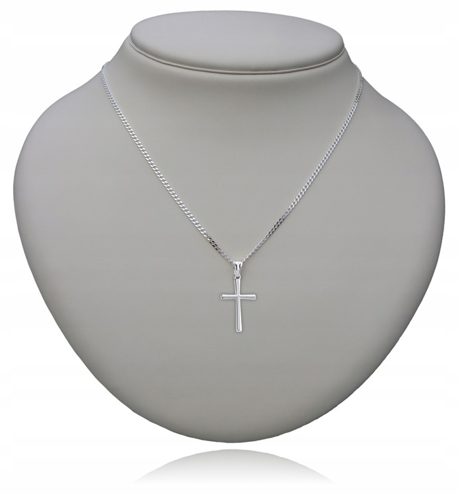 Krzyżyk srebrny łańcuszek zestaw komunijny dla chłopca na prezent chrzest