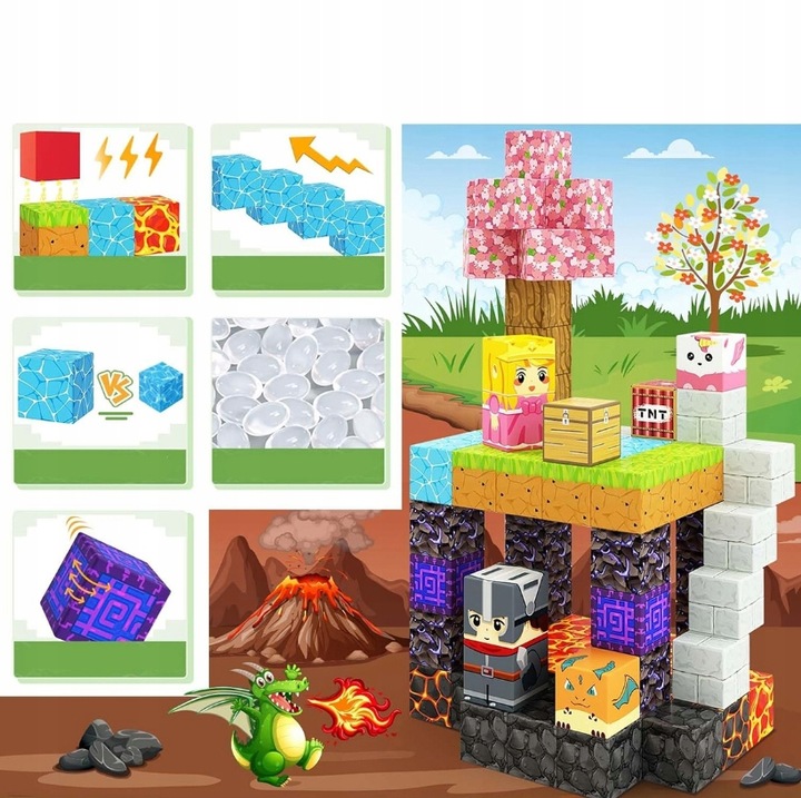 KLOCKI MAGNETYCZNE Sześciany Dla dzieci 79 KLOCKÓW