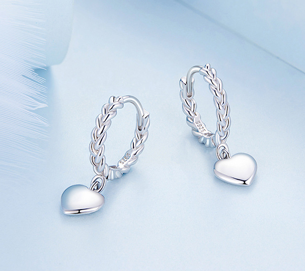 KOLCZYKI SREBRNE PRÓBA 925 WISZĄCE Serca KOŁA SREBRO Angielskie Zapiecie