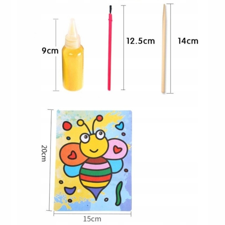 ZESTAW KREATYWNY DO MALOWANIA PIASKIEM SZABLONY DLA DZIECKA