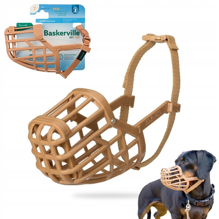 BASKERVILLE CLASSIC 7 KAGANIEC FIZJOLOGICZNY dla Psa z OSŁONĄ M-L 26/7cm