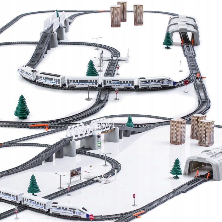 Kolejka elektryczna OGROMNY TOR MOST TUNEL 914cm Pociąg na baterie XXL