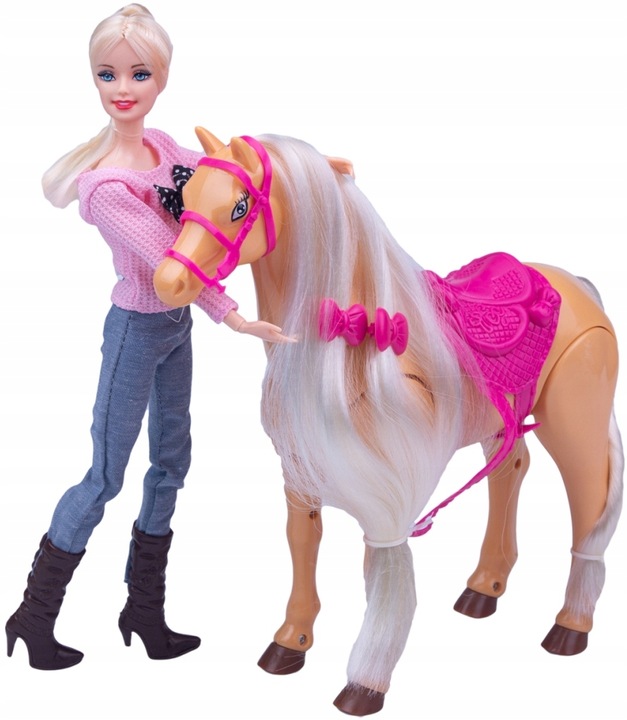 Lalka z koniem dla dziewczynek CHODZI DŹWIĘK długa grzywa do czesania