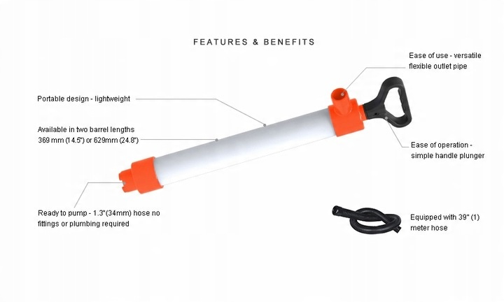 RĘCZNA POMPA ZĘZOWA DO WYPOMPOWYWANIA WODY PALIWA Z JACHTU PONTONU ŁODZI