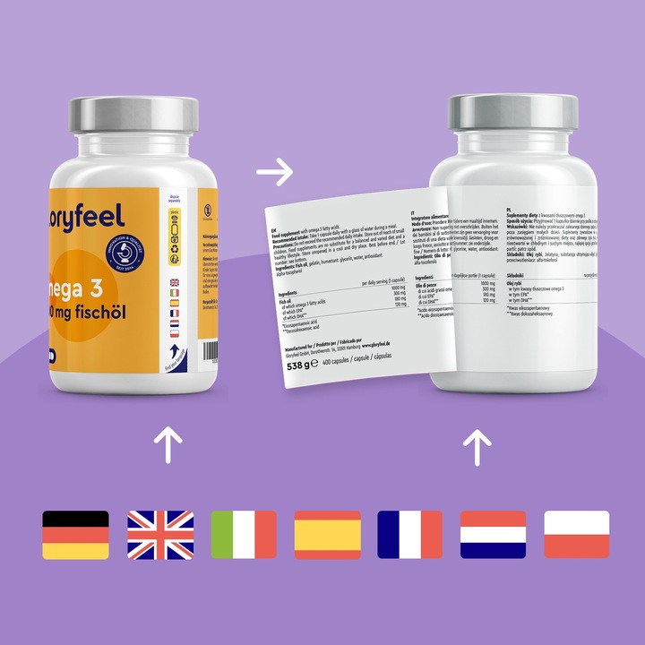 OMEGA 3 DHA EPA W WYSOKICH DAWKACH 1000mg na dawkę 400 kapsułek gloryfeel