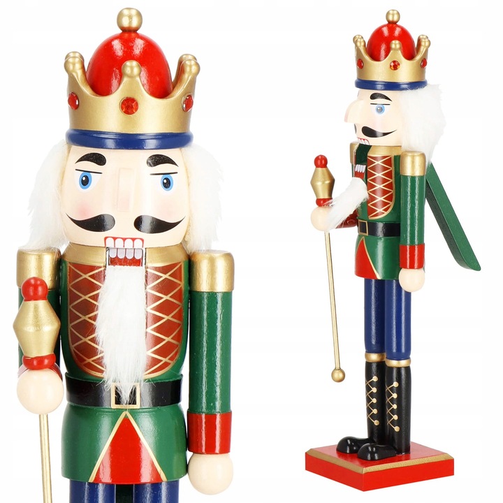 DZIADEK DO ORZECHÓW DREWNIANY ozdoba świąteczna XXL figurka PREMIUM 38 cm