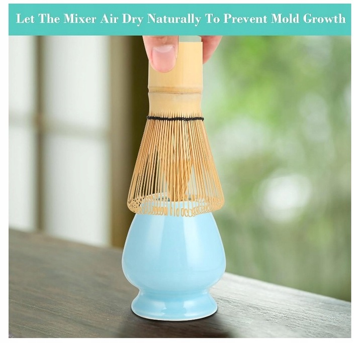 Matcha Box 4-częściowy zestaw do matchy Miotełka 2x Łyżeczka Podstawka