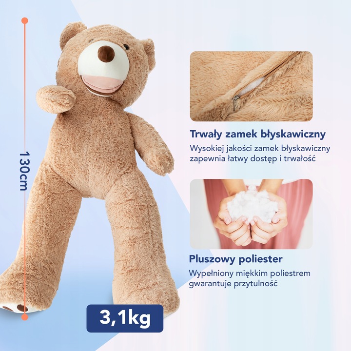Maskotka Pluszowa Pluszak Miś Pluszowy Zabawka Przytulanka Duży 130 cm