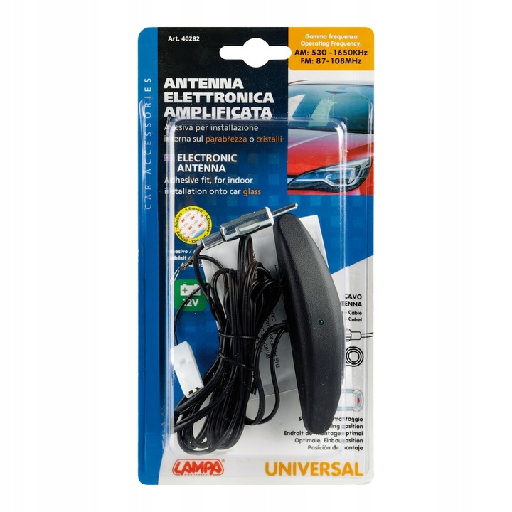 ANTENA SAMOCHODOWA WEWNĘTRZNA ELEKTRONICZNA 12V