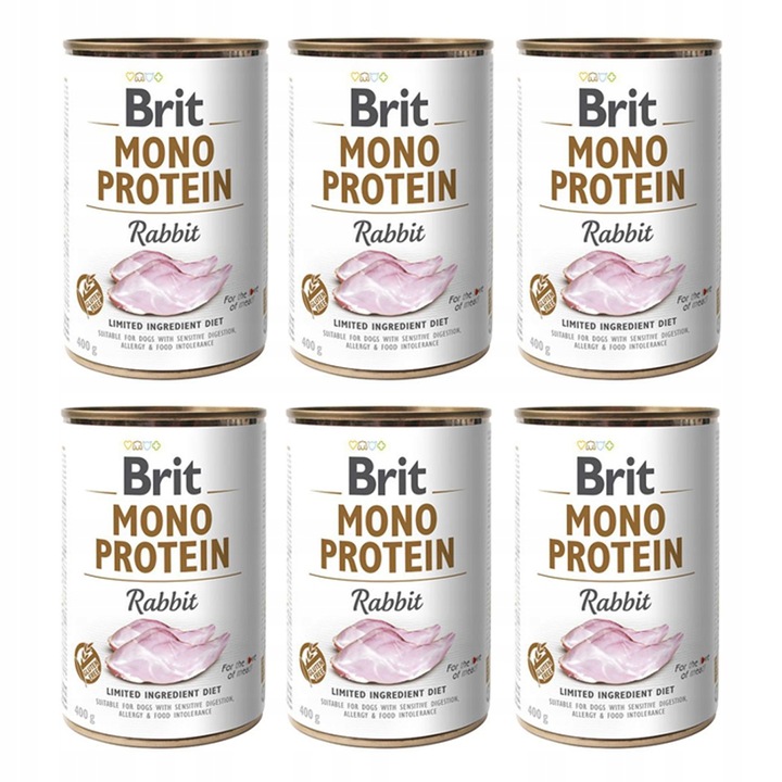 BRIT MONO PROTEIN RABBIT MOKRA KARMA MONOBIAŁKOWA DLA PSA KRÓLIK 6x400g
