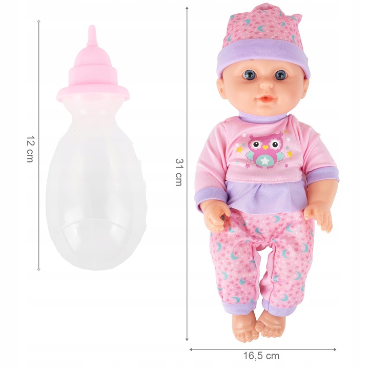 LALKA BOBAS W PIŻAMCE 31CM INTERAKTYWNA PIJE SIUSIA GAWORZY DLA DZIEWCZYNKI