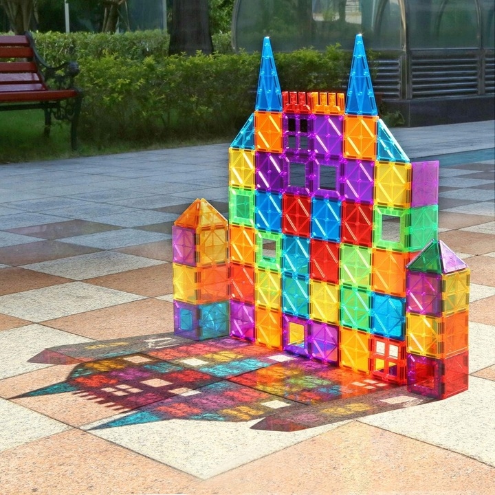 100 X KLOCKI MAGNETYCZNE DUŻE 3D MAGNETIC TILES KONSTRUKCYJNE ZESTAW DZIECI