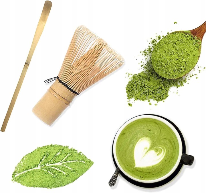 Zestaw prezentowy do herbaty matcha czarka miotełka podstawka łyżeczka