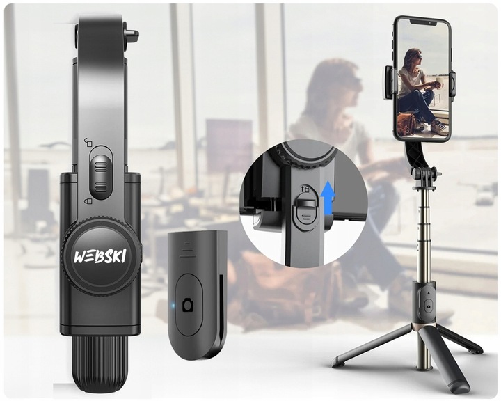 Gimbal Bezprzewodowy stabilizator obrazu do telefonu kamery z tripodem