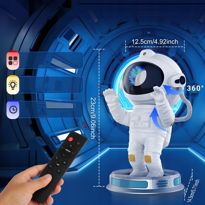 PROJEKTOR GWIAZD ASTRONAUTA LED LAMPKA NOCNA 3D ROBOT DLA DZIECI NA PREZENT